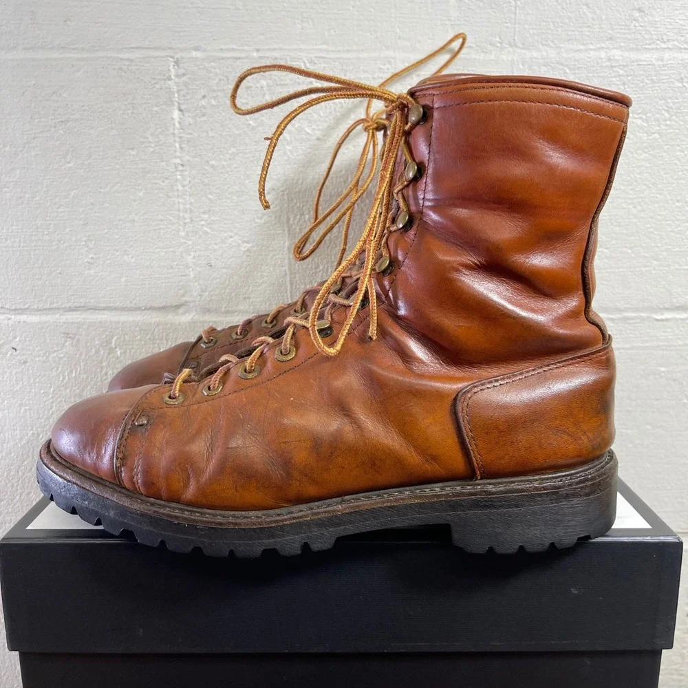 Vintage 1970s‎ REI Red Wing Hunting Boots Brown Lace Up Lug Sole F07188 Size 12